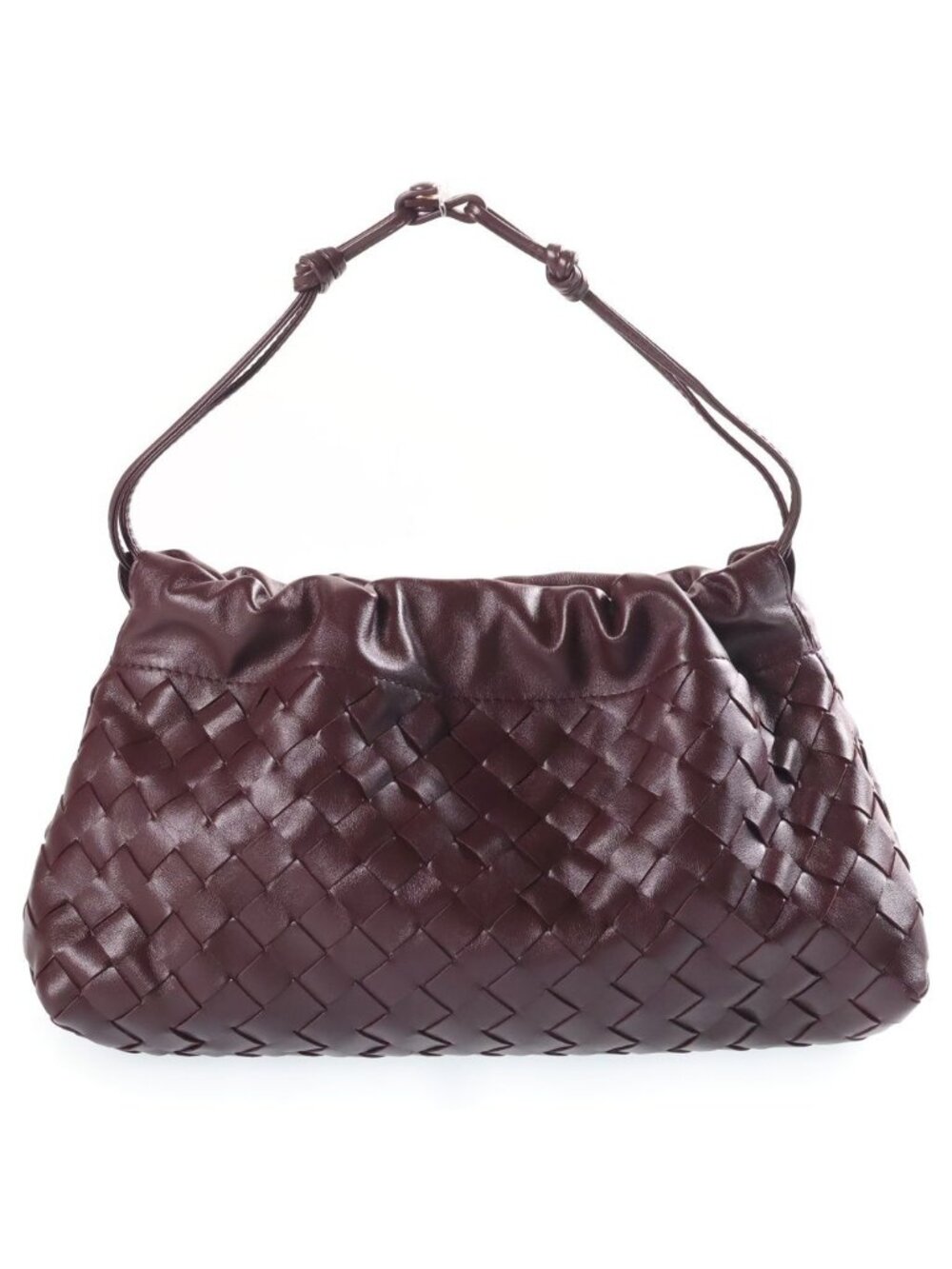 Bottega Veneta Intrecciato Notte Chain Shoulder Bag Bordeaux Leather Gold